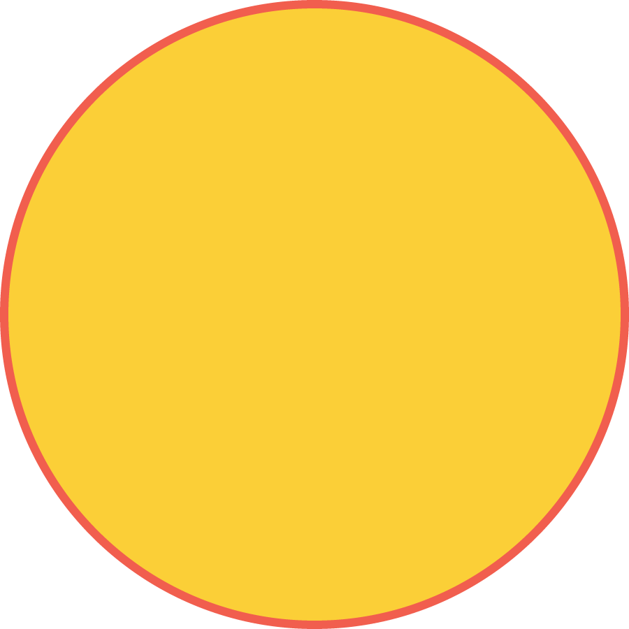 A yellow circle with red outline icon