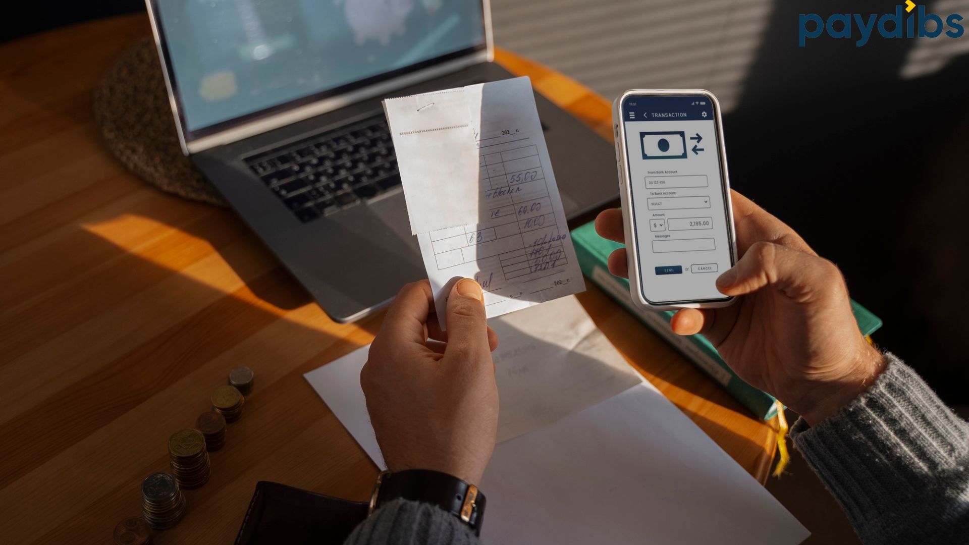 A man holding invoice and checking payment transaction in mobile device, thinking How to Record Payment Gateway Fees in Accounts