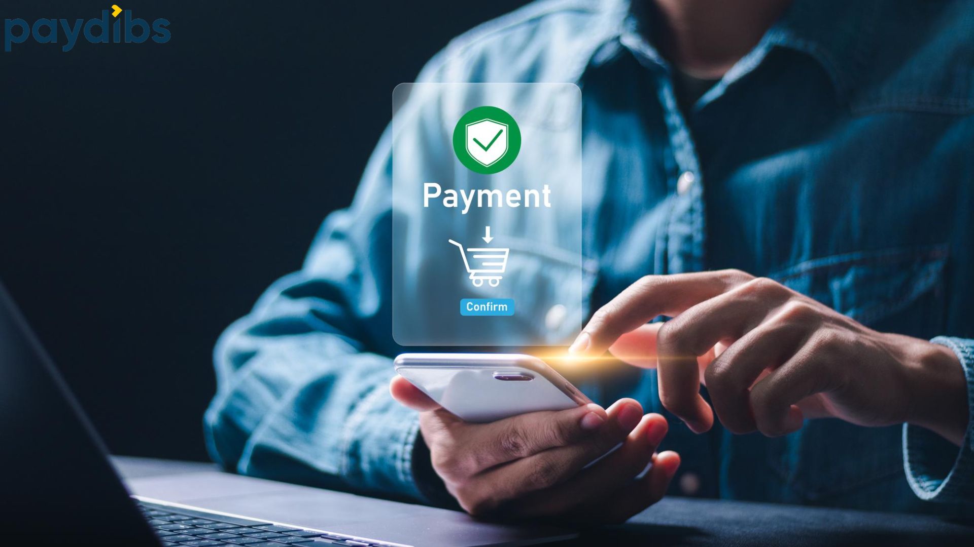 A man clicking on the payment link on this mobile phone to purchase the product in his cart