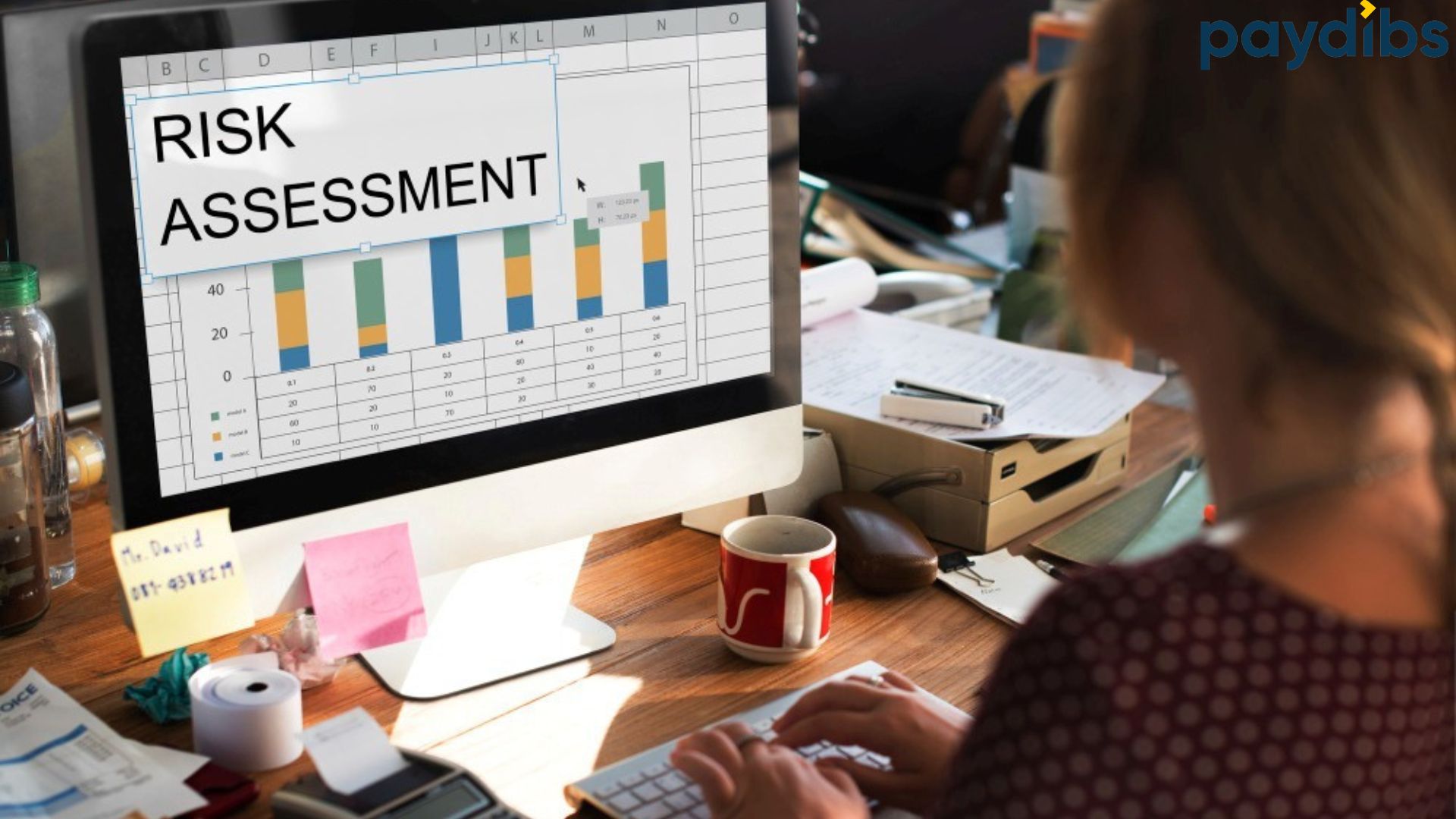 A woman checking risk assessment