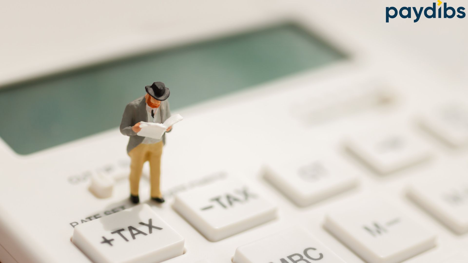 A lego man miniature placing on a calculator of tax, looking into tin mismatch document