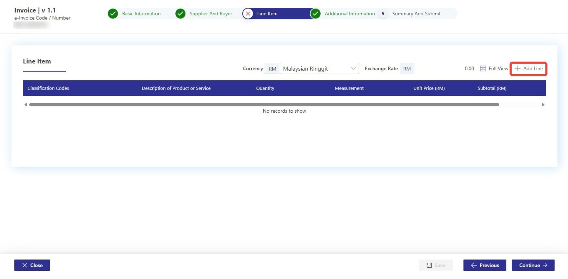 Steps 1 to log the consolidated line item is add line