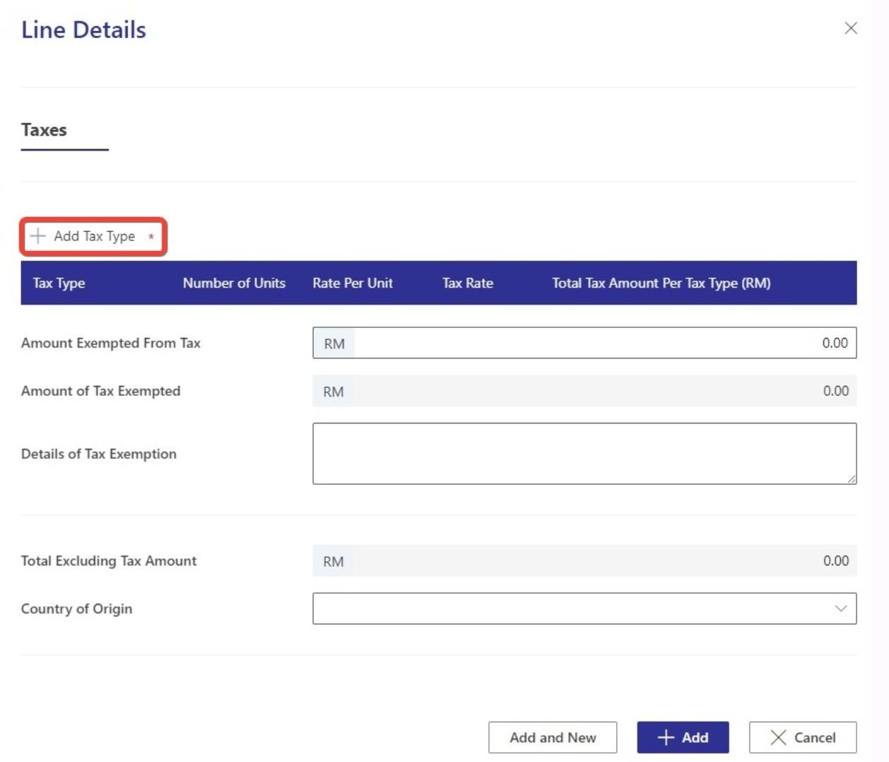 step 4 to log the consolidated line item is add tax type