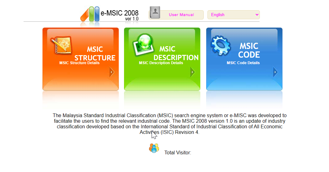DOSM MSIC 搜索页面截图