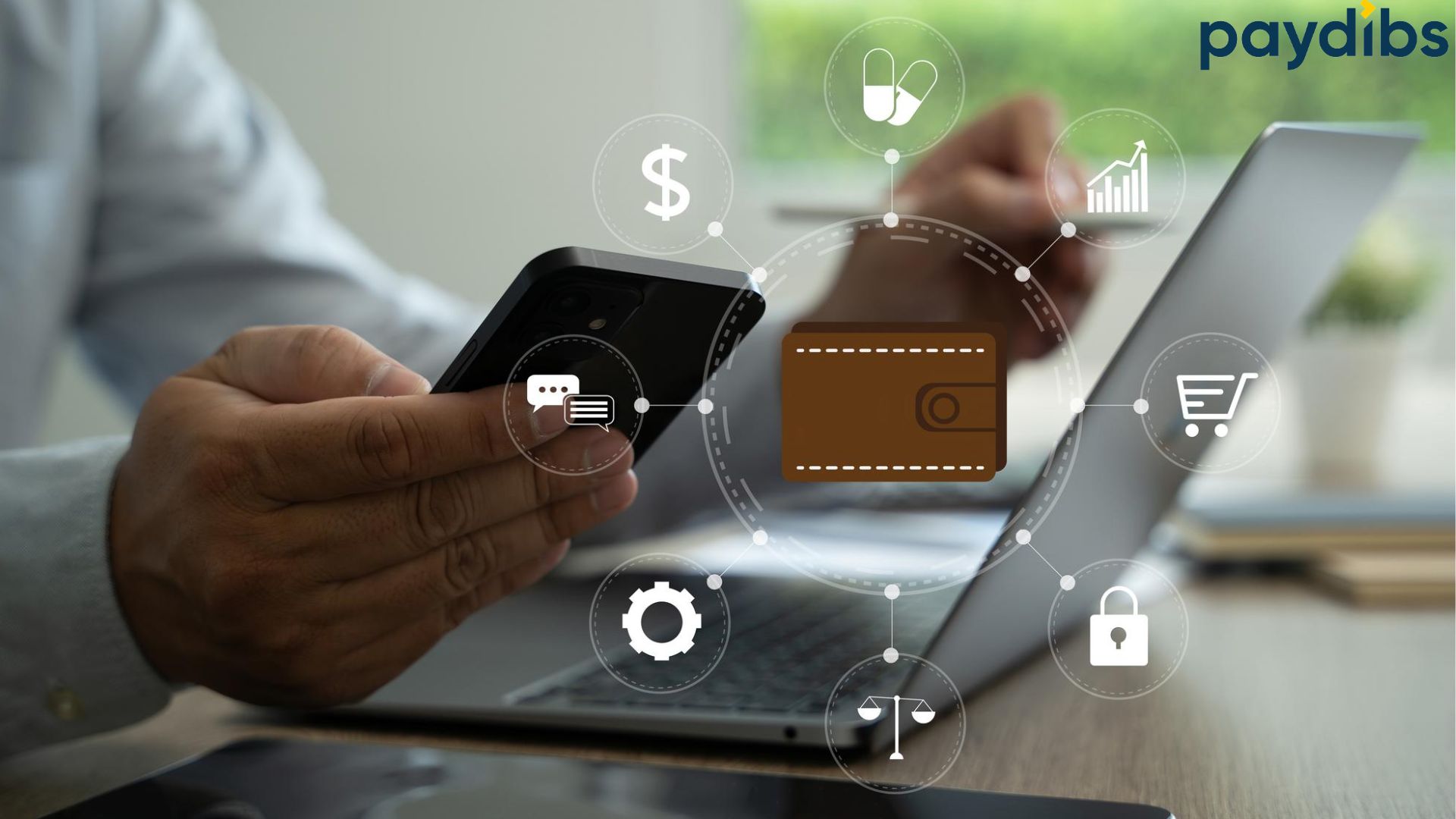illustration image of Omnichannel payment concept digital wallet banking network internet payment gateway