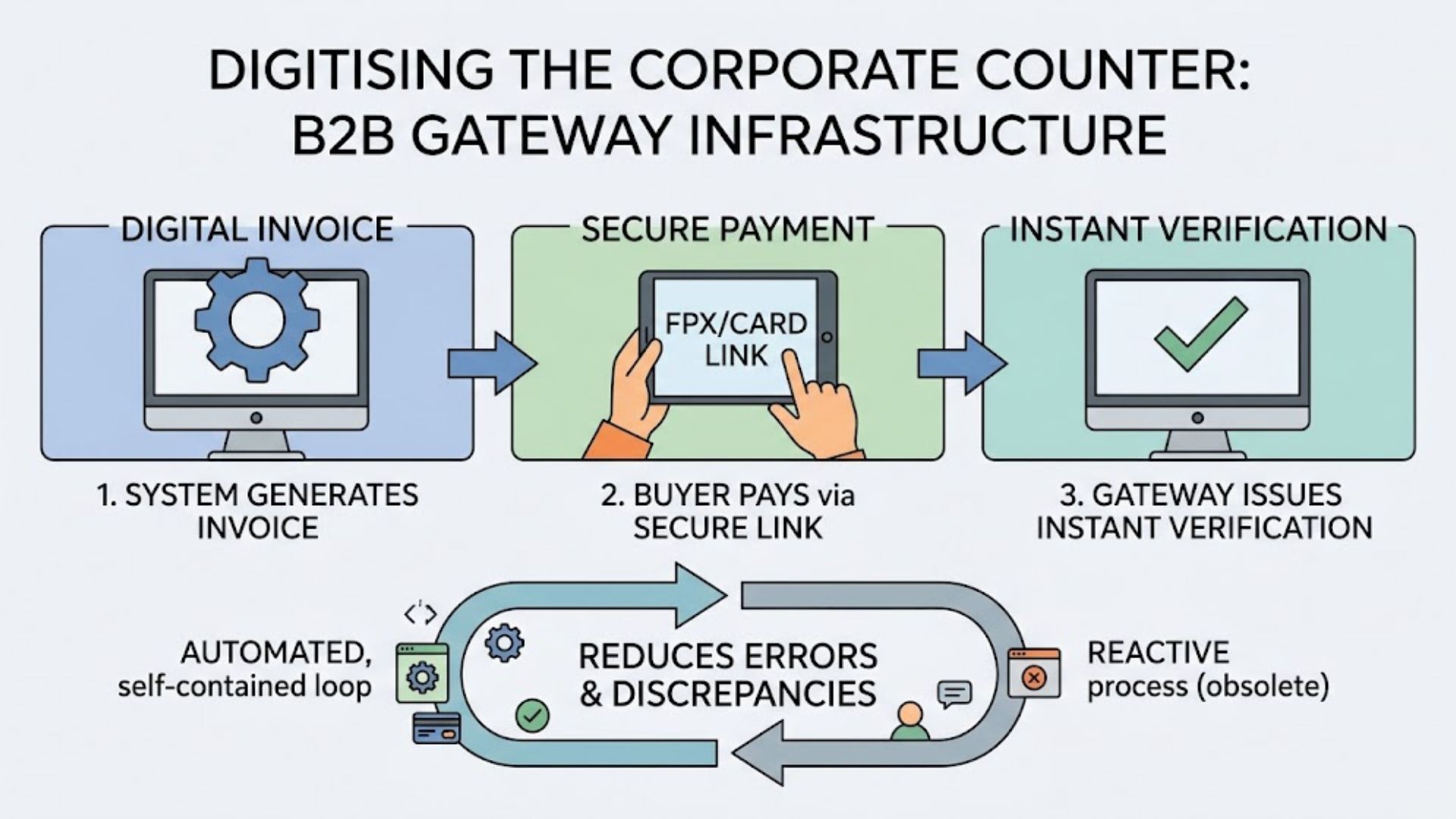 infographic on digitising the corporate counter, b2b gateway infrastructure by Paydibs